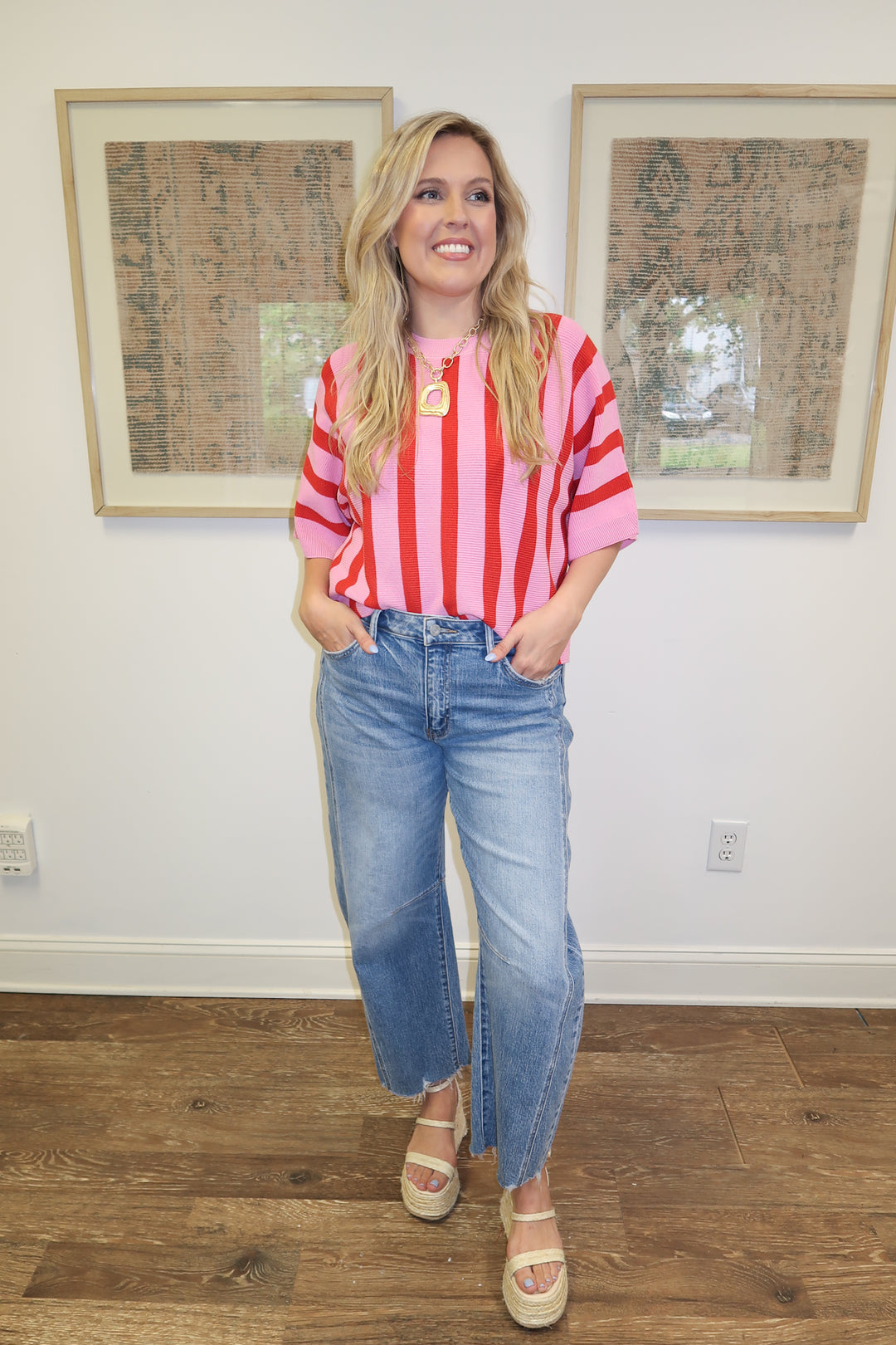 Line It Up Pink Vertical Stripe Knit Top - The Pink Tulip Clothing