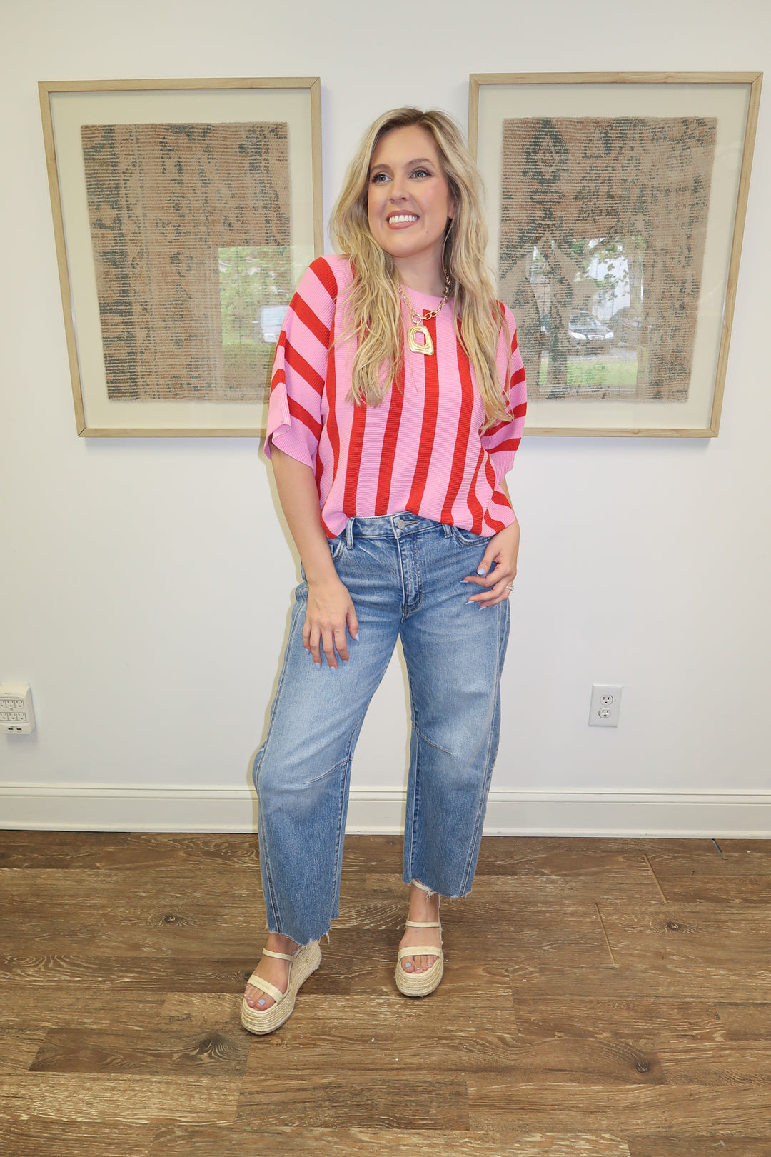 Line It Up Pink Vertical Stripe Knit Top - The Pink Tulip Clothing