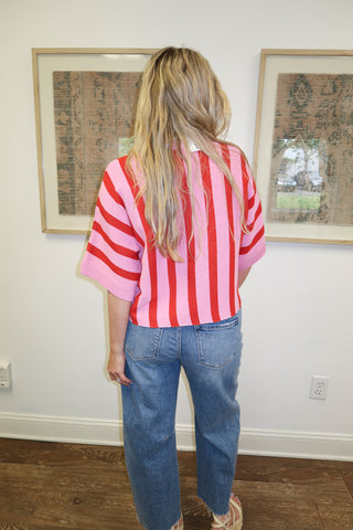 Line It Up Pink Vertical Stripe Knit Top - The Pink Tulip Clothing