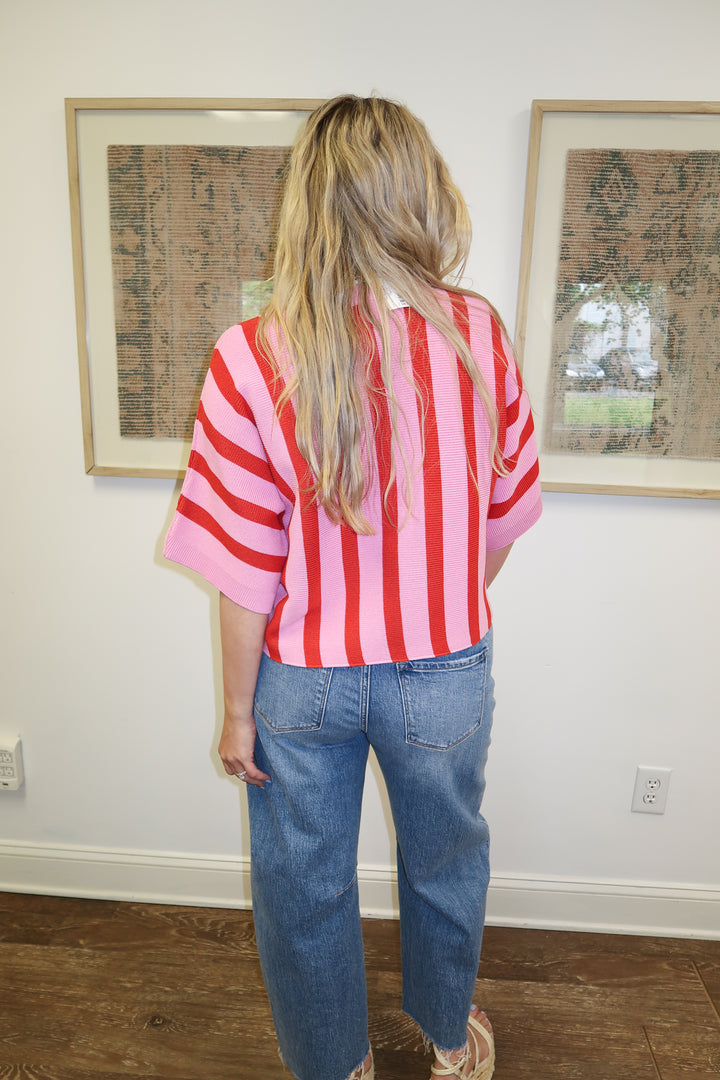 Line It Up Pink Vertical Stripe Knit Top - The Pink Tulip Clothing