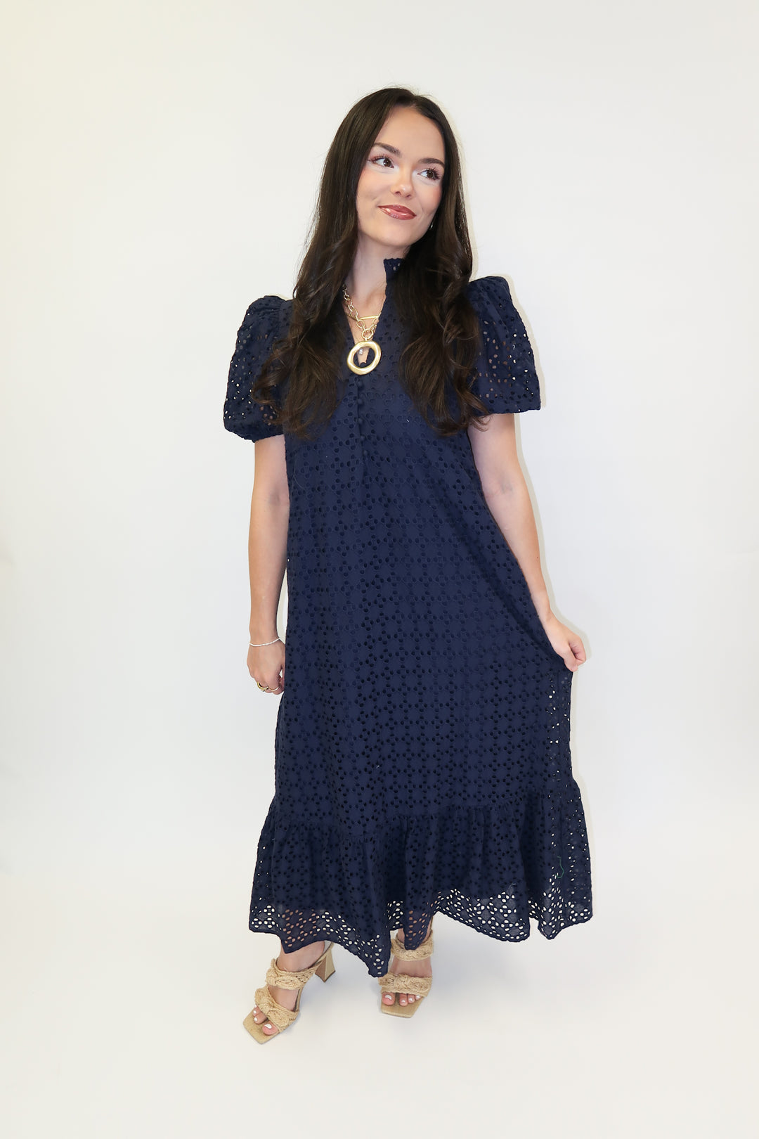Warm Breeze Eyelet Midi Dress
