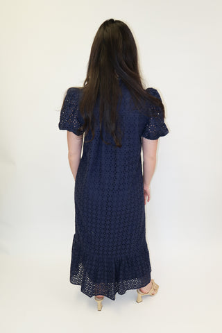 Warm Breeze Eyelet Midi Dress - The Pink Tulip Clothing