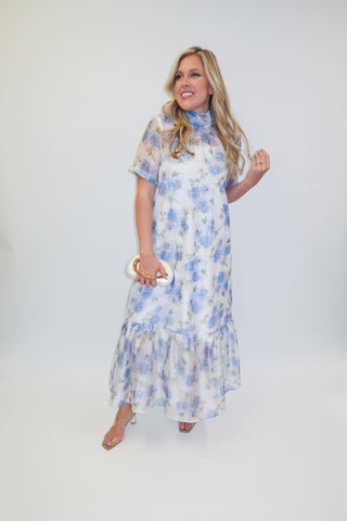 Sheer Romance Floral Midi Dress with Slip - The Pink Tulip Clothing