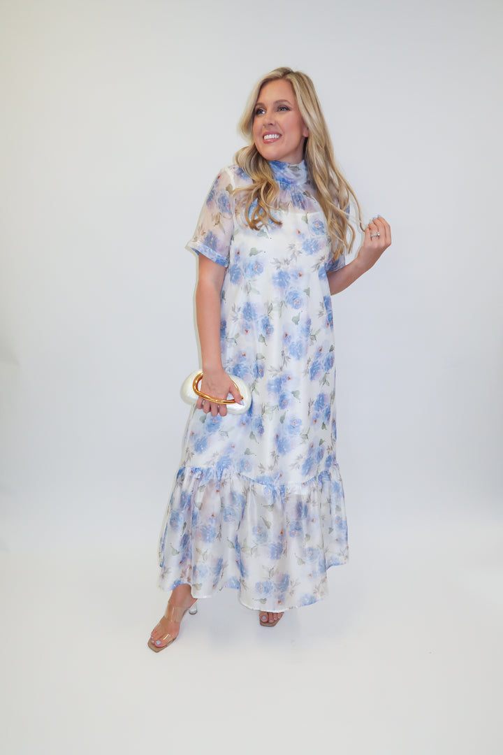 Sheer Romance Floral Midi Dress with Slip