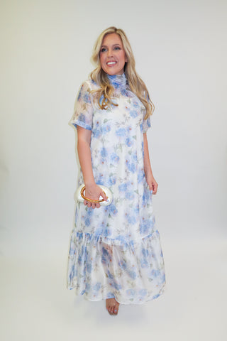 Sheer Romance Floral Midi Dress with Slip - The Pink Tulip Clothing