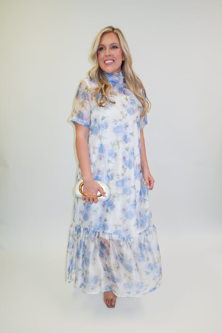 Sheer Romance Floral Midi Dress with Slip