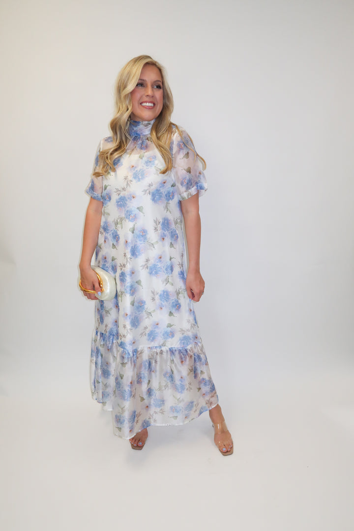 Sheer Romance Floral Midi Dress with Slip