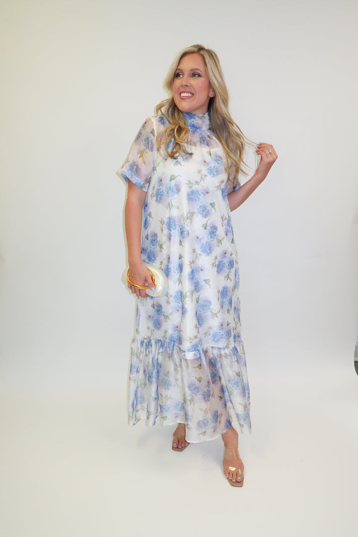 Sheer Romance Floral Midi Dress with Slip