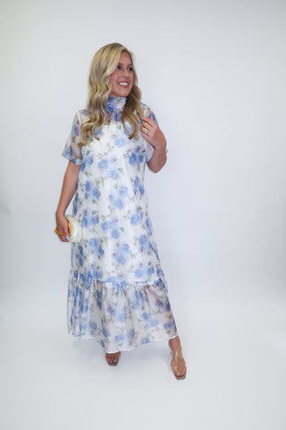 Sheer Romance Floral Midi Dress with Slip - The Pink Tulip Clothing