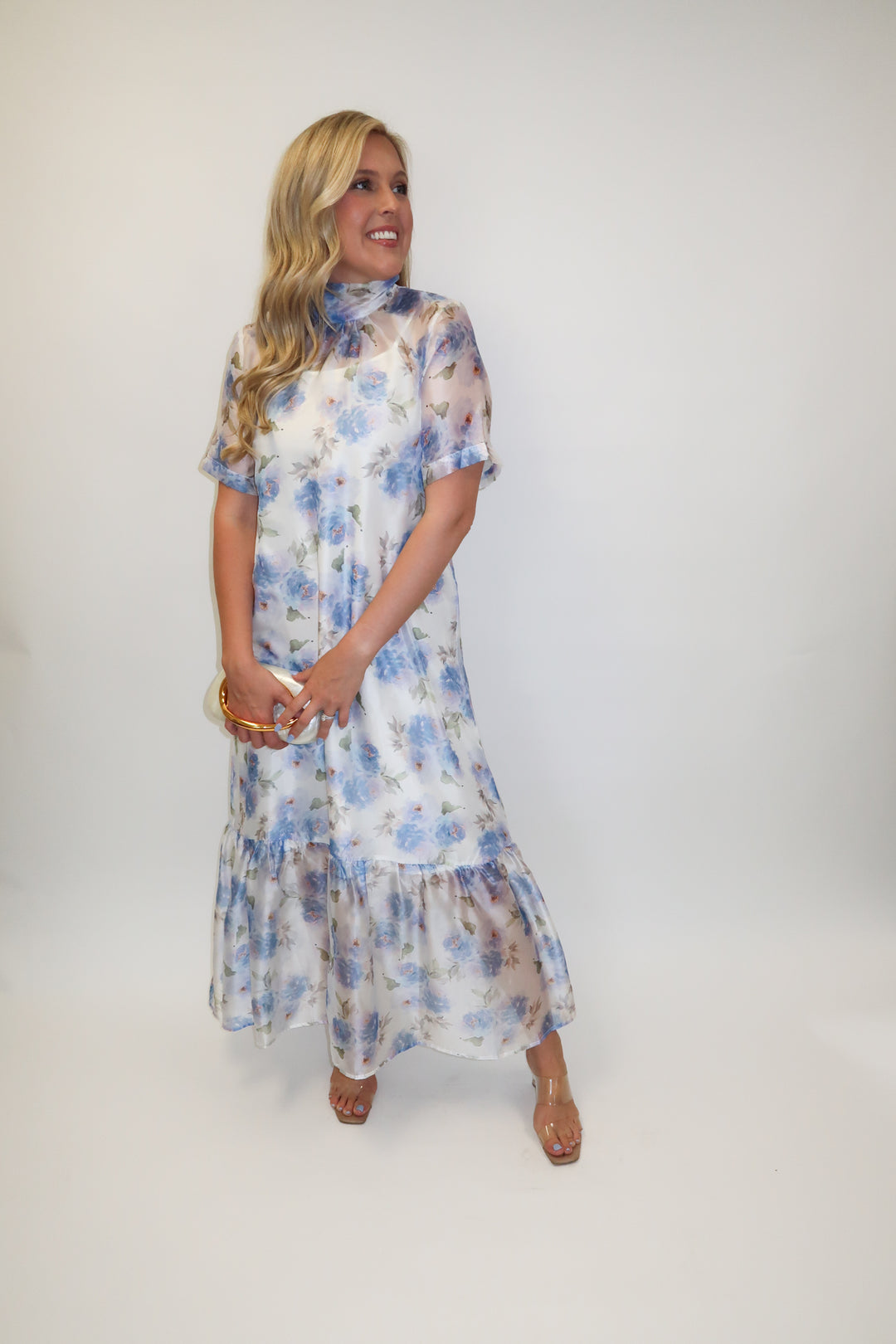 Sheer Romance Floral Midi Dress with Slip