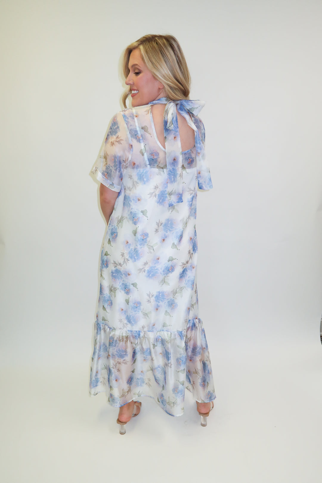 Sheer Romance Floral Midi Dress with Slip