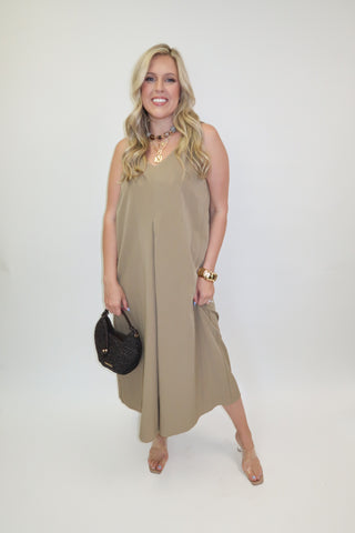 Tied Right Pleated Knot Strap Midi Dress - The Pink Tulip Clothing