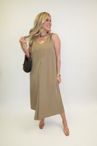 Tied Right Pleated Knot Strap Midi Dress - The Pink Tulip Clothing