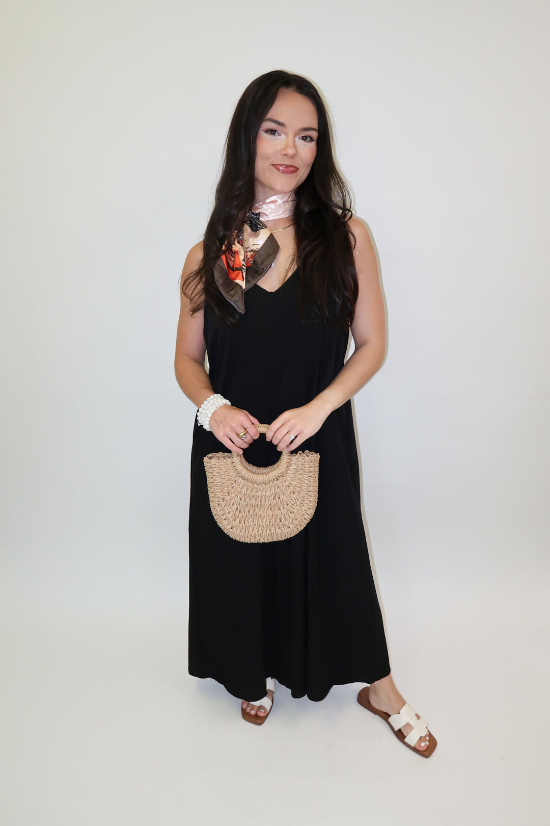 Tied Right Pleated Knot Strap Midi Dress