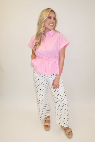 Pull It Together Drawstring Waist Blouse - The Pink Tulip Clothing