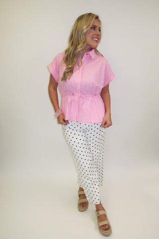 Pull It Together Drawstring Waist Blouse - The Pink Tulip Clothing