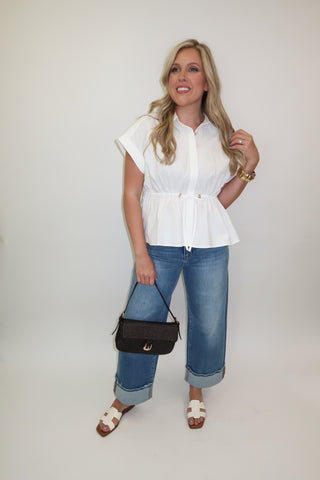 Pull It Together Drawstring Waist Blouse - The Pink Tulip Clothing