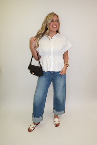 Pull It Together Drawstring Waist Blouse - The Pink Tulip Clothing