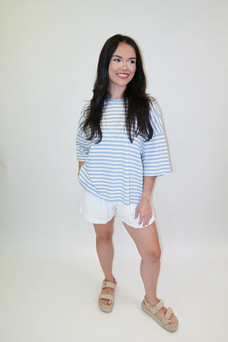 Weekend Stripe Knit Crewneck Tee - The Pink Tulip Clothing