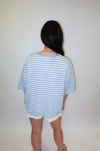 Weekend Stripe Knit Crewneck Tee - The Pink Tulip Clothing