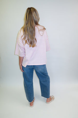 Weekend Stripe Knit Crewneck Tee - The Pink Tulip Clothing