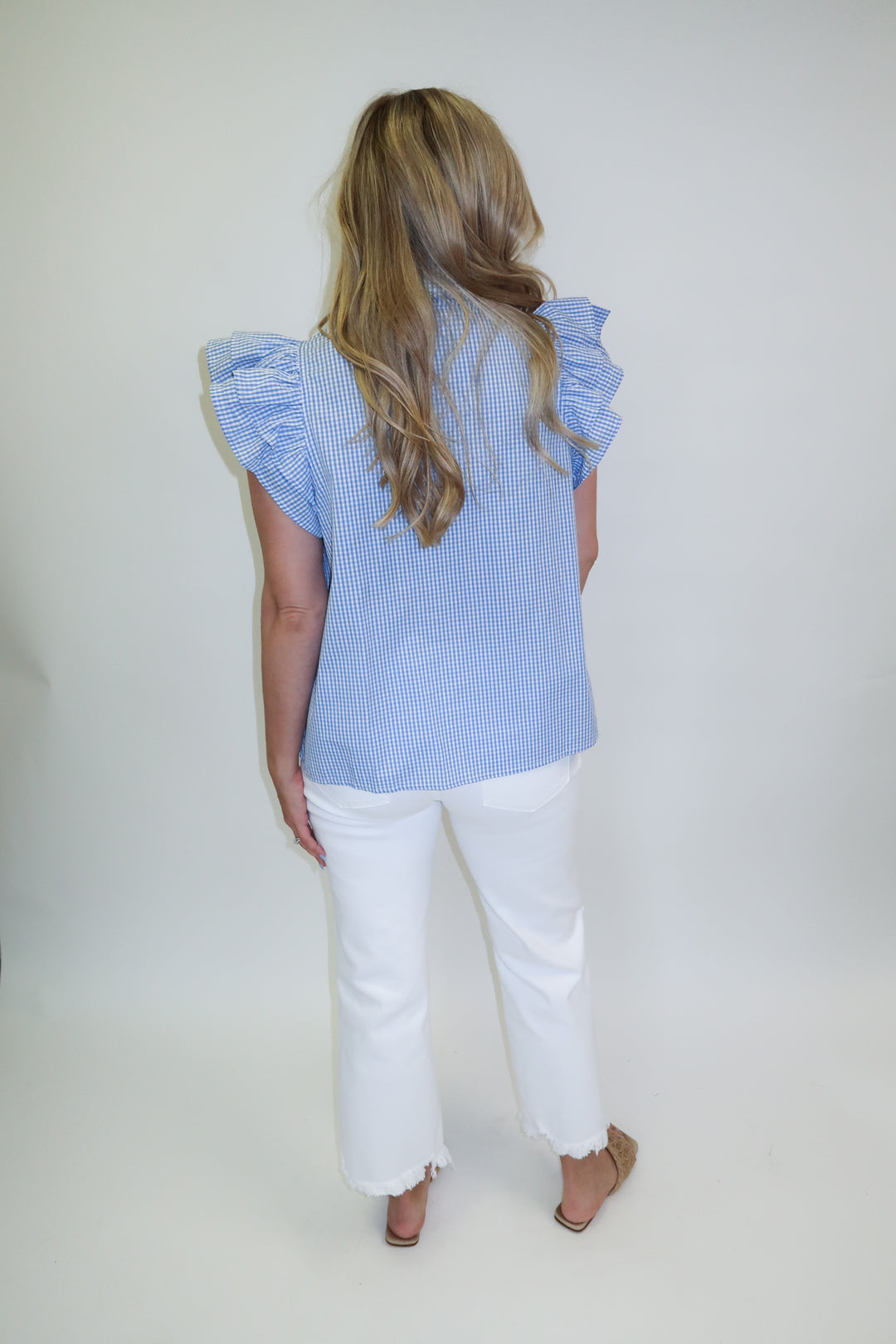 Cherry On Top Gingham Double Ruffle Blouse
