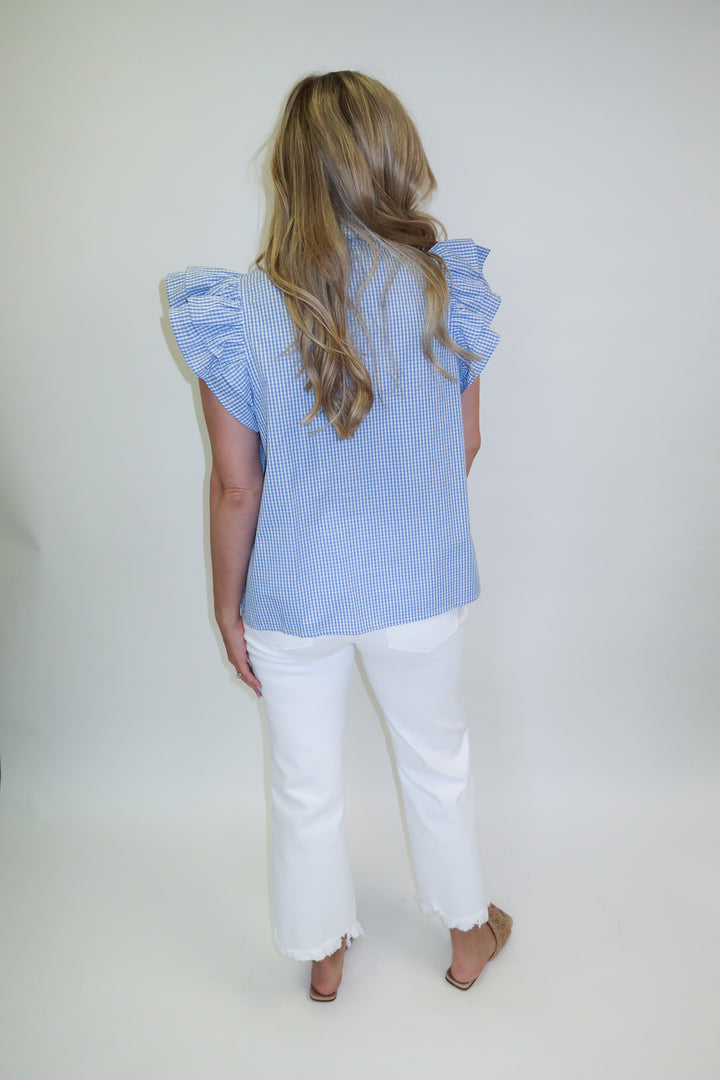 Cherry On Top Gingham Double Ruffle Blouse