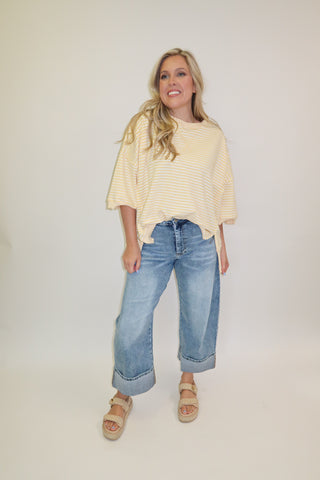 Soft Structure Stripe Trim Lightweight Sweatshirt - The Pink Tulip Clothing