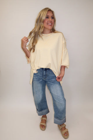 Soft Structure Stripe Trim Lightweight Sweatshirt - The Pink Tulip Clothing