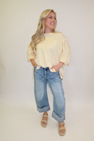 Soft Structure Stripe Trim Lightweight Sweatshirt - The Pink Tulip Clothing