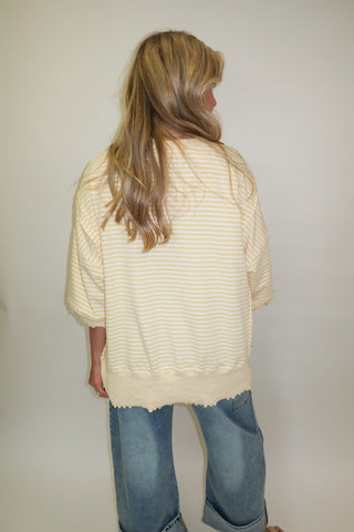 Soft Structure Stripe Trim Lightweight Sweatshirt - The Pink Tulip Clothing
