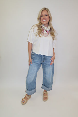 Pull It Together Drop Shoulder White Tee - The Pink Tulip Clothing