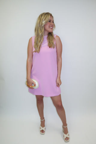 Champagne Plans Sleeveless Scarf Neck Mini Dress - The Pink Tulip Clothing