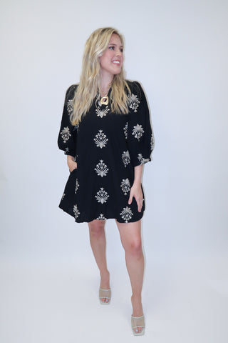 Lightly Done Embroidered Shift Dress - The Pink Tulip Clothing