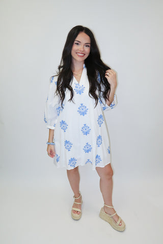 Lightly Done Embroidered Shift Dress - The Pink Tulip Clothing