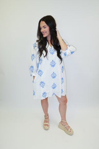 Lightly Done Embroidered Shift Dress - The Pink Tulip Clothing