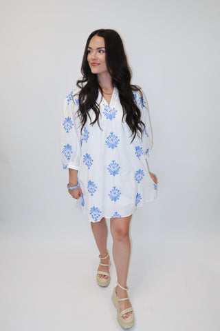 Lightly Done Embroidered Shift Dress - The Pink Tulip Clothing