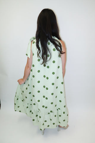 Freshly Spotted Sleeveless Polka Dot Tie Neck Midi Dress - The Pink Tulip Clothing