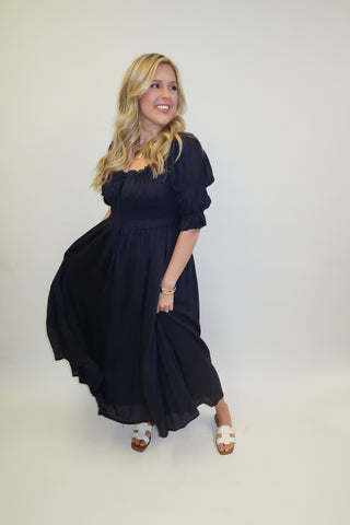 Moonlight Mood Smocked Midi Dress - The Pink Tulip Clothing