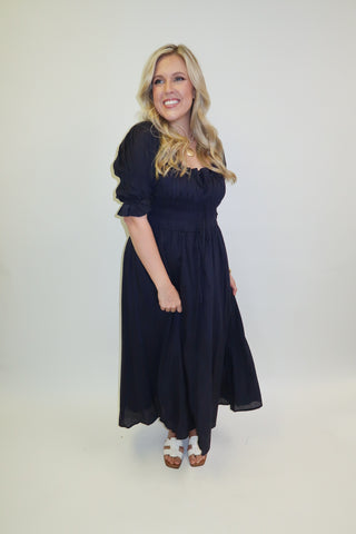 Moonlight Mood Smocked Midi Dress - The Pink Tulip Clothing