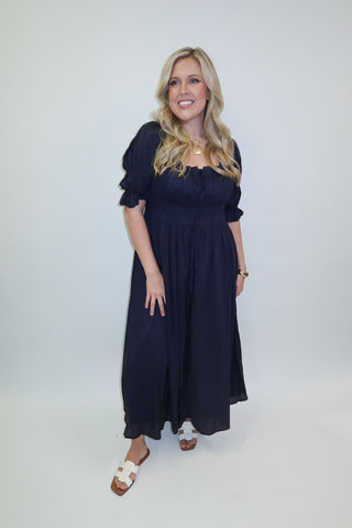 Moonlight Mood Smocked Midi Dress - The Pink Tulip Clothing