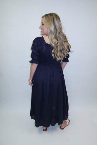Moonlight Mood Smocked Midi Dress - The Pink Tulip Clothing
