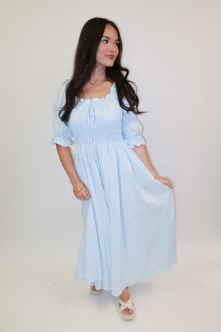 Moonlight Mood Smocked Midi Dress - The Pink Tulip Clothing