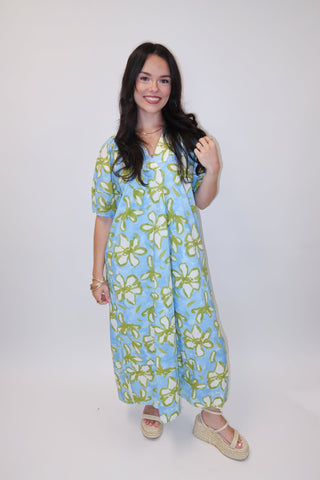 Painted Petals Abstract Floral Midi Dress - The Pink Tulip Clothing