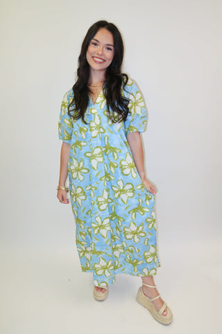 Painted Petals Abstract Floral Midi Dress - The Pink Tulip Clothing