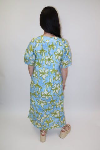 Painted Petals Abstract Floral Midi Dress - The Pink Tulip Clothing