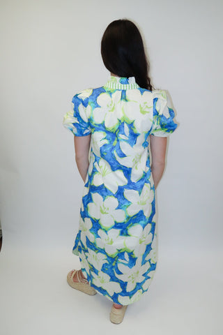 Bluebird Days Floral Button Front Midi Dress - The Pink Tulip Clothing