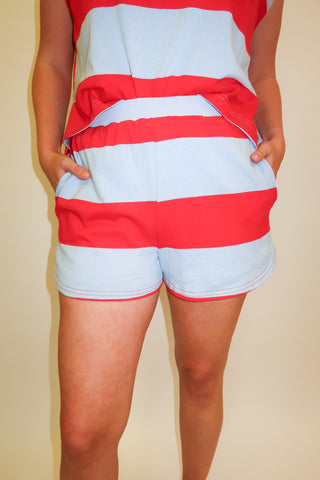 Boardwalk Stroll Wide Stripe Knit Shorts - The Pink Tulip Clothing