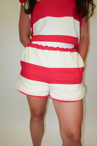 Boardwalk Stroll Wide Stripe Knit Shorts - The Pink Tulip Clothing