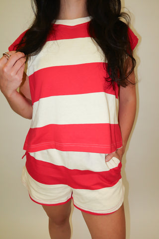 Boardwalk Stroll Wide Stripe Knit Shorts - The Pink Tulip Clothing